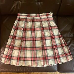 Vintage Talbots Cream Pleated A-Line Skirt Knee-Length